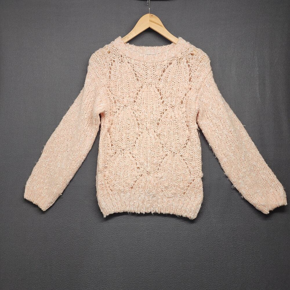 Vintage Just Cristina Sweater Womens Small Pink Hand Knit Textured Boucle 80s